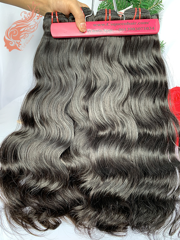 Csqueen Raw Line Wave 3 Bundles with 4 * 4 Transparent lace Closure Human Hair